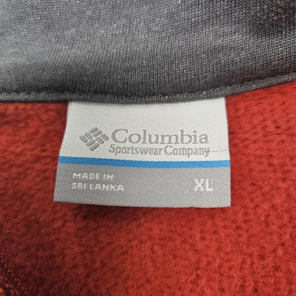 Columbia XL Red/Orange Half Zip Stretch Sweater, 90% Cotton 10% Polyester - Picture 3 of 9